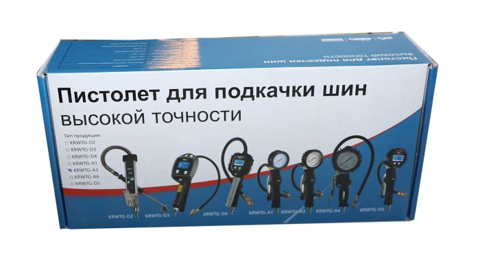 Пистолет для накачки шин KraftWell KRWTG-A3, с аналоговым жидкостным манометром