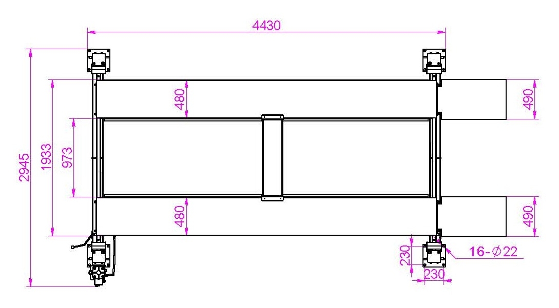 Подъемник четырехстоечный 4 тонны KraftWell KRW4FPL+KRW-HLP32, электрогидравлический, для слесарных работ, 380В