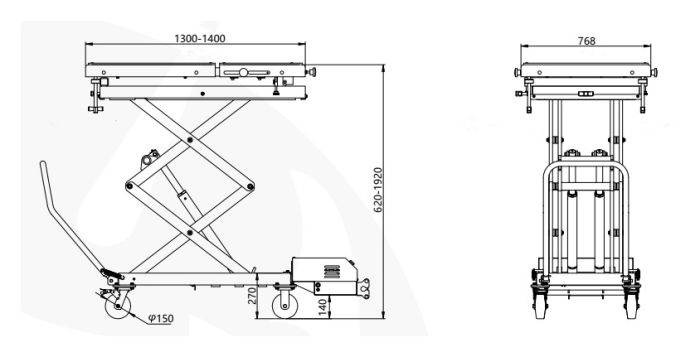 Платформа подъемная передвижная 1,2 тонн KraftWell KRWLT-12E, электрогидравлическая