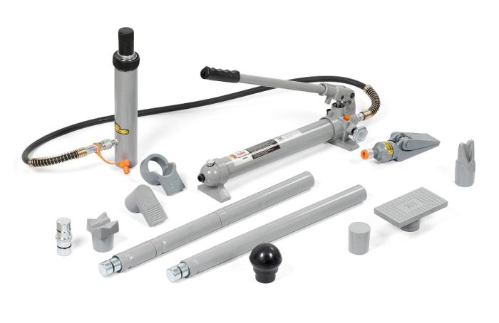 Растяжка гидравлическая 10 тонн KraftWell KRWPH10W, рихтовочный набор