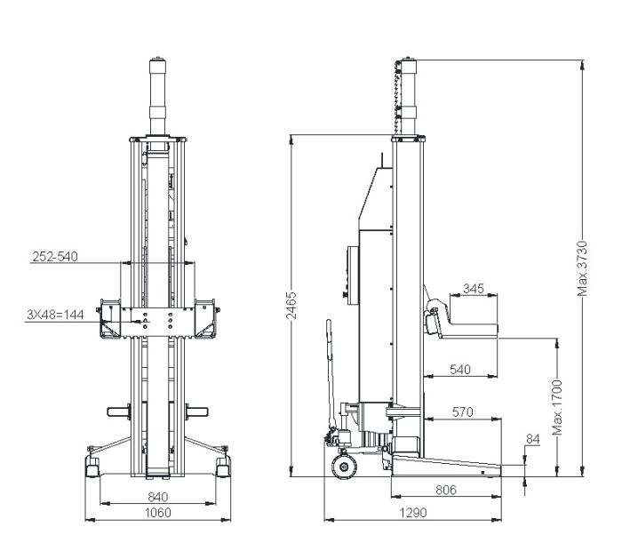 Подъёмник подкатной электрогидравлический 51 тонн (6х8,5т) KraftWell KRW6H8