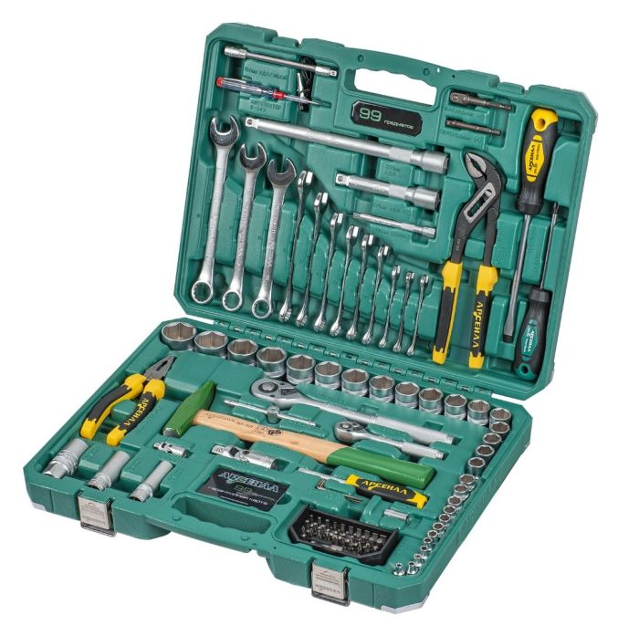 Набор инструментов Арсенал 8145110, с молотком, трещоткой, 99пр.