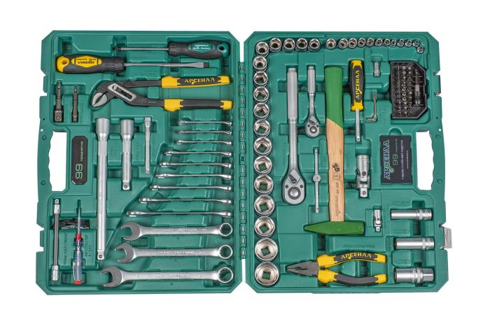 Набор инструментов Арсенал 8145110, с молотком, трещоткой, 99пр.