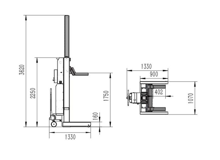 Подъёмник подкатной электрогидравлический 17 тонн (2х8,5т) KraftWell COMBI8.5/2