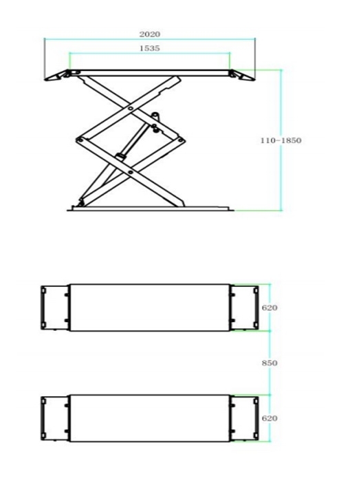 Подъемник ножничный электрогидравлический 3,5т KraftWell FORBI FORBI 3.5B, 380В, автомобильный