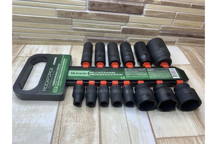 Набор ударных головок 6-гр. комбинированный Rock Force RF-4149MPB(50487), 1/2", 10-36мм, 14 пр.