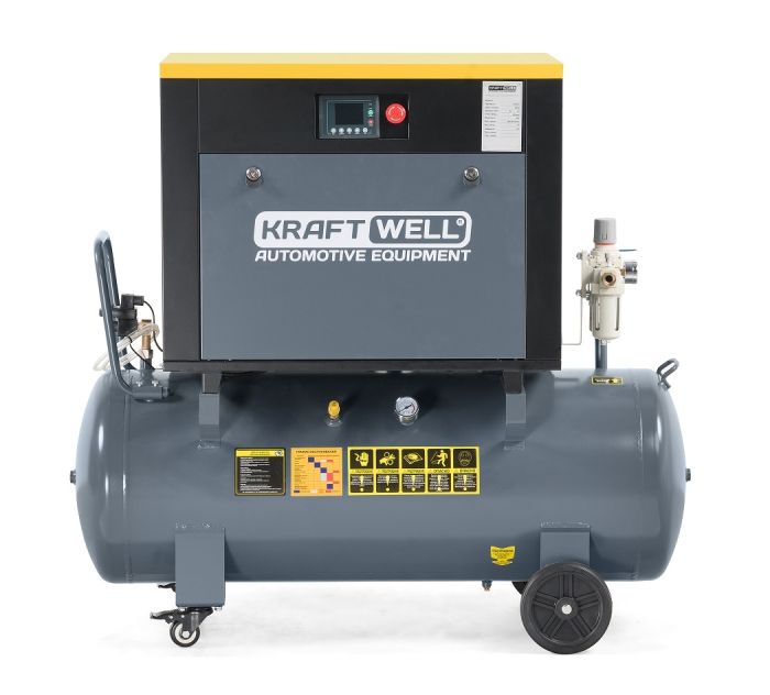 Винтовой компрессор KraftWell KRW-PSC680-200L, прямой привод, 10бар, 680л/мин, IP54, 380В, 200л