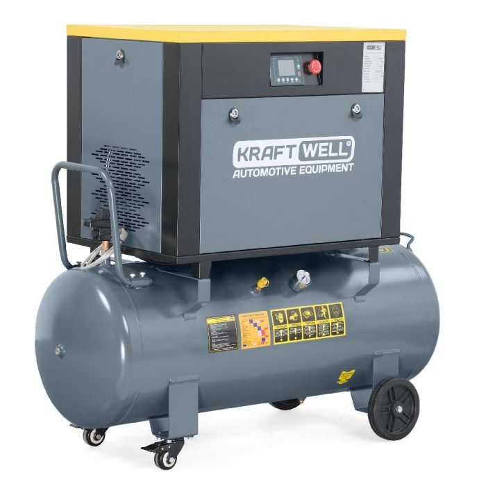Винтовой компрессор KraftWell KRW-PSC680-200L, прямой привод, 10бар, 680л/мин, IP54, 380В, 200л