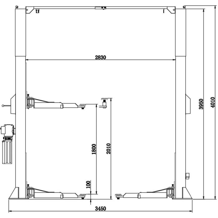 Подъемник двухстоечный автомобильный 4 тонны KraftWell VERSA 2C, электрогидравлический, 380В, с анкерами и проставками