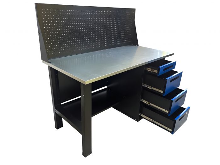 Верстак слесарный Great Wolf GWT-V1400B1, 4 ящика, с экраном