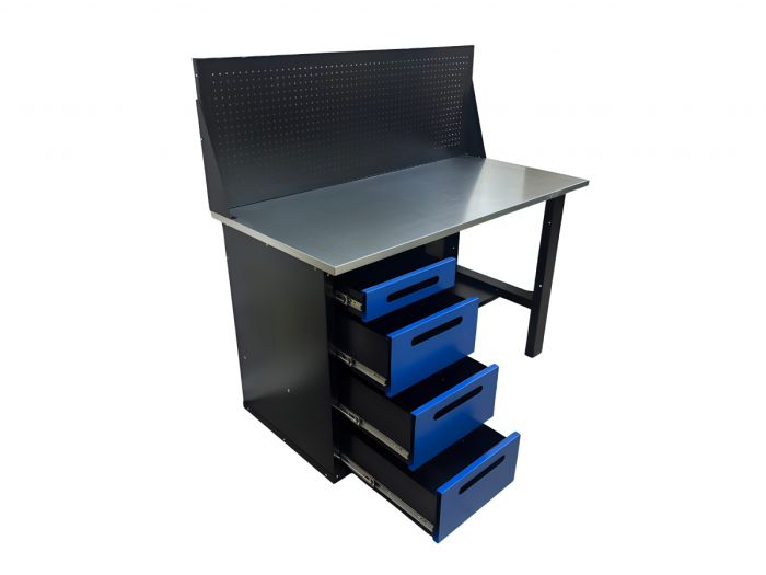 Верстак слесарный Great Wolf GWT-V1400BL1, 4 ящика, с экраном