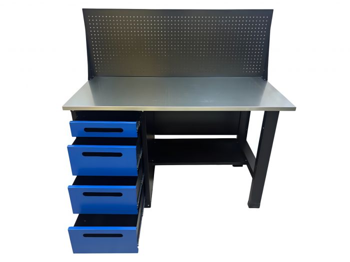 Верстак слесарный Great Wolf GWT-V1400BL1, 4 ящика, с экраном