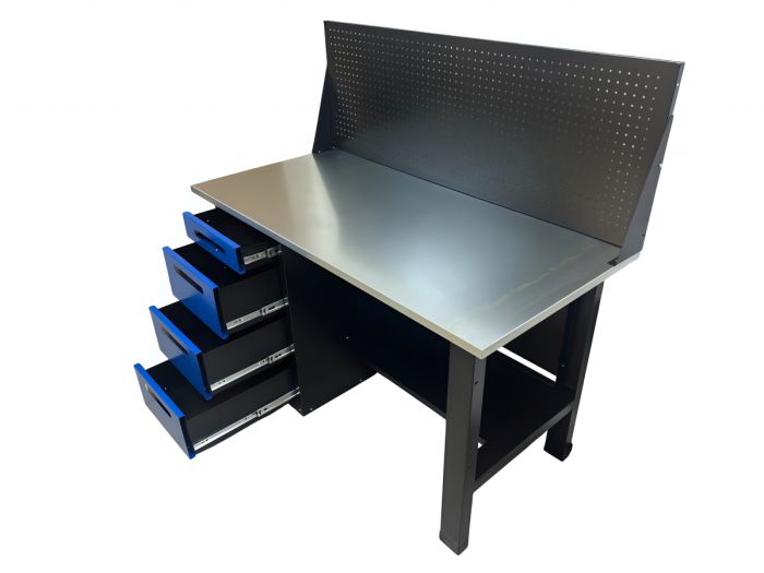 Верстак слесарный Great Wolf GWT-V1400BL1, 4 ящика, с экраном