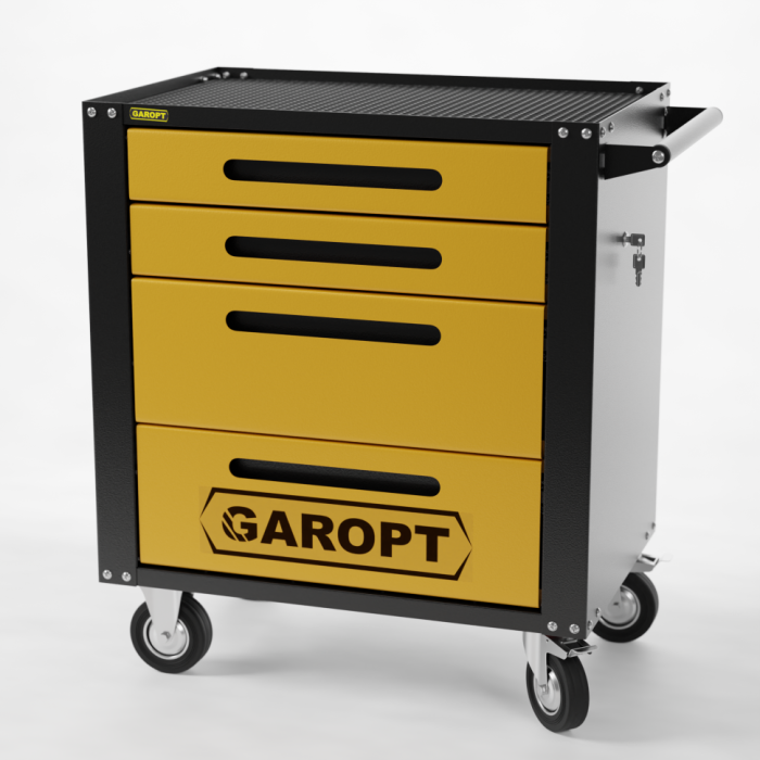 Тележка инструментальная Garopt Standart GTS4.YELL, закрытая, 4 ящика, с доводчиками
