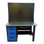 Верстак слесарный Great Wolf GWT-V1400BL2, 4 ящика, дв. экран