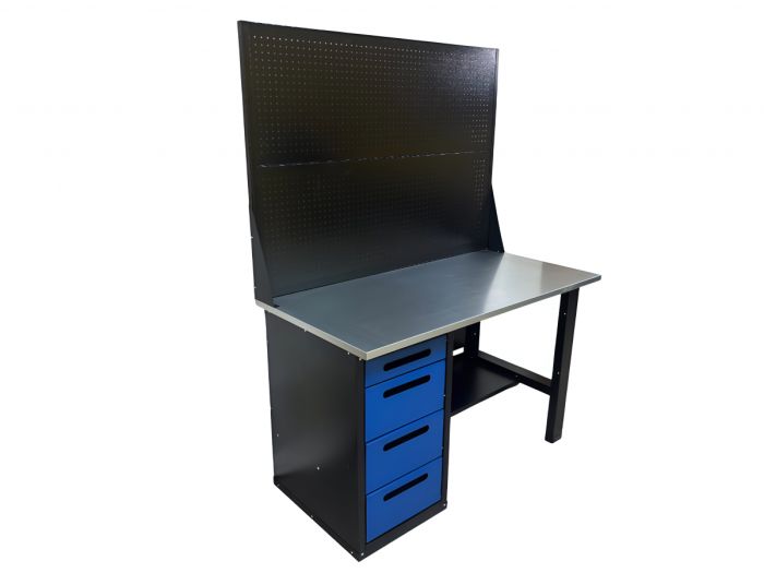 Верстак слесарный Great Wolf GWT-V1400BL2, 4 ящика, дв. экран