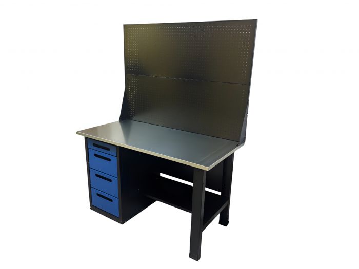 Верстак слесарный Great Wolf GWT-V1400BL2, 4 ящика, дв. экран