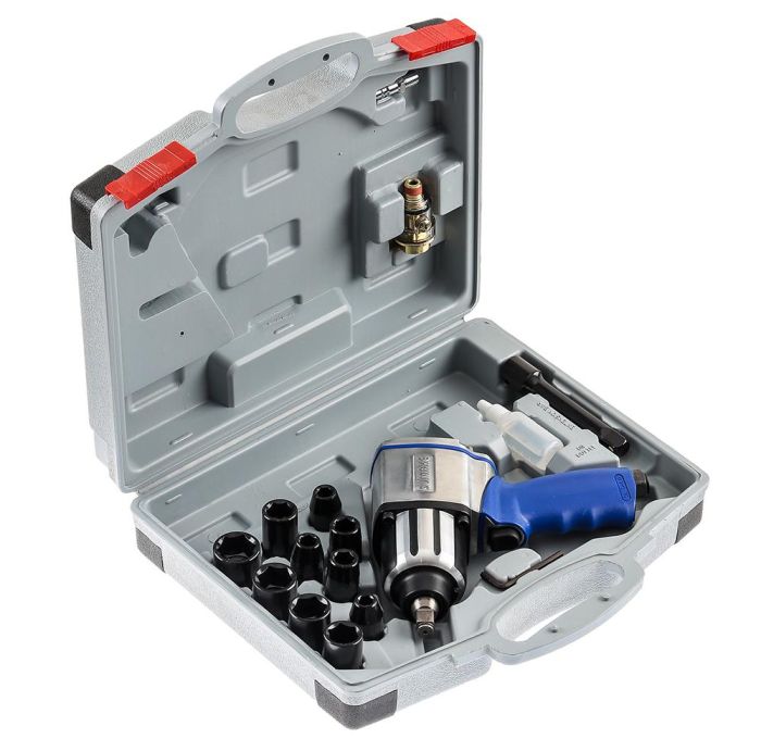 Пневмогайковерт ударный Sumake ST-M3007K, 1/2", с набором головок, легковой, 542 Нм