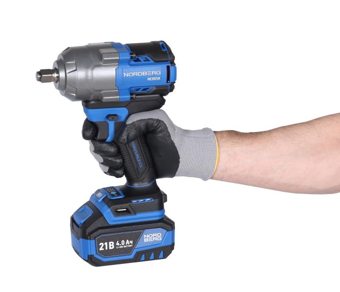 Гайковерт аккумуляторный ударный NORDBERG NE805K, 1/2", 1000 Нм, в кейсе