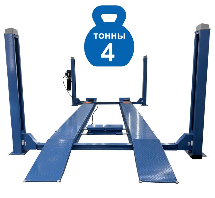 Подъемник четырехстоечный 4 тонны Техносоюз F4D-4, электрогидравлический, для сход-развала, 220/380В