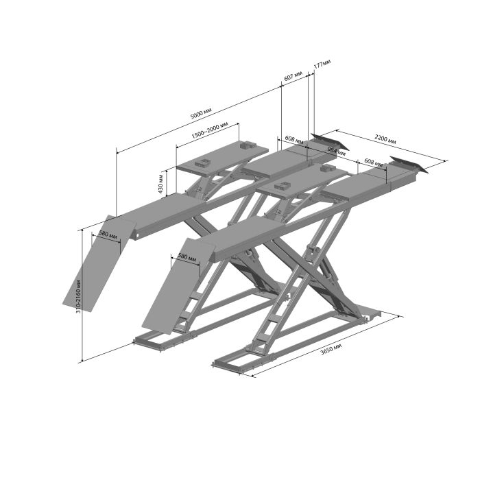 Подъемник автомобильный ножничный 5 тонн Sivik ПГН-8350Т с люфт-детектором, электрогидравлический, 380В