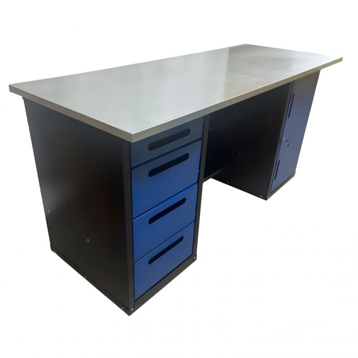 Верстак слесарный Great Wolf GWT-V1800BL, 2 тумбы, 4 ящика, тумба с дверью