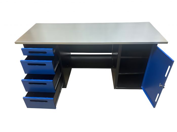 Верстак слесарный Great Wolf GWT-V1800BL, 2 тумбы, 4 ящика, тумба с дверью