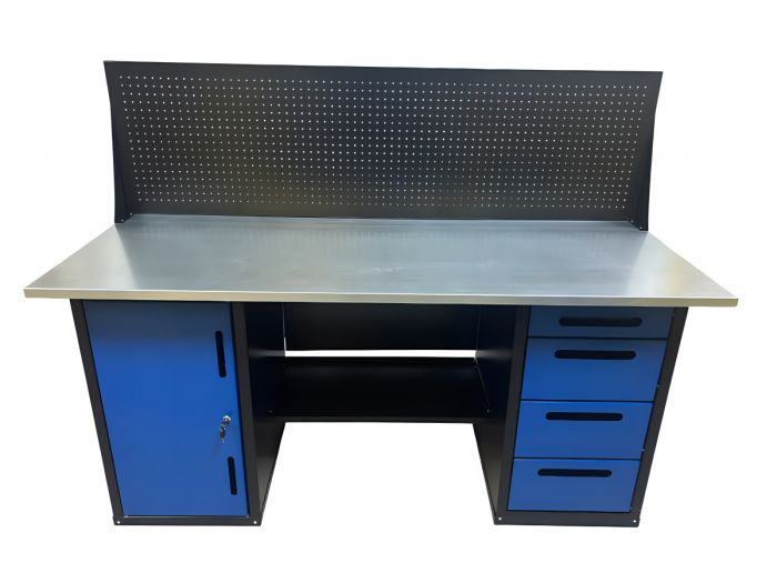 Верстак слесарный Great Wolf GWT-V1800B1, 2 тумбы, 4 ящика, тумба с дверью, экран