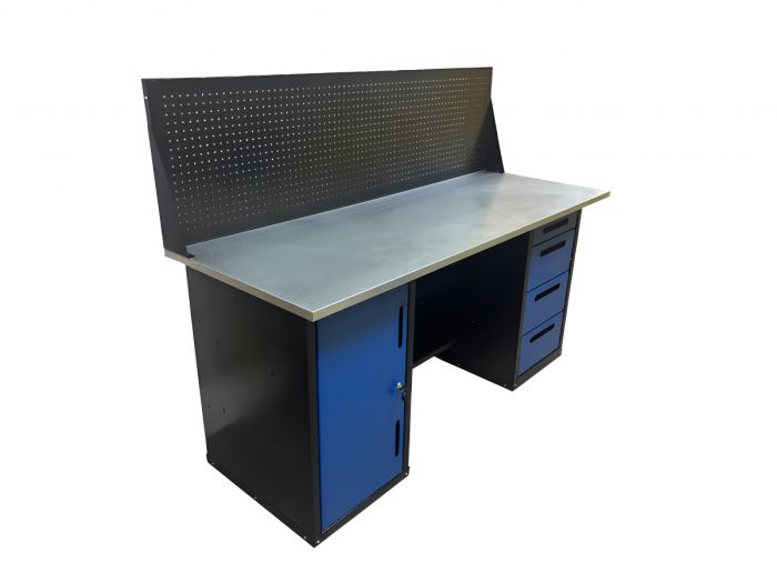 Верстак слесарный Great Wolf GWT-V1800B1, 2 тумбы, 4 ящика, тумба с дверью, экран