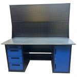 Верстак слесарный Great Wolf GWT-V1800BL2, 2 тумбы, 4 ящика, тумба с дверью, дв.экран