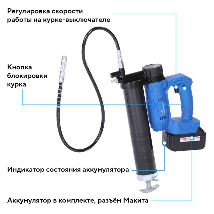 Шприц аккумуляторный для густой смазки Nordberg NE773K, 420 мл