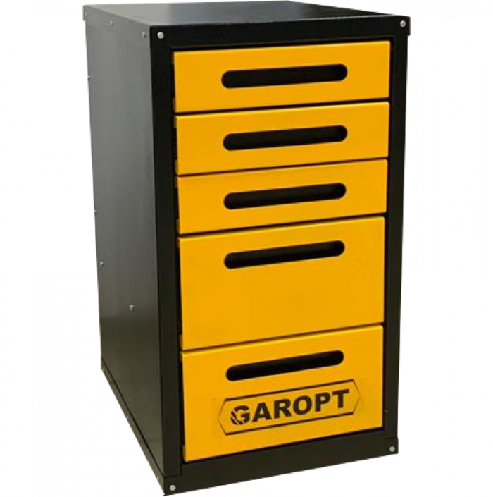 Тумба инструментальная для верстака Garopt GTY5.YELL жёлтая, 5 ящиков