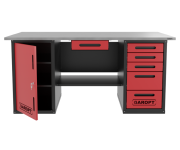 Верстак слесарный Garopt "Low Cost" GT1800DY1Y5.red, двухтумбовый, 5+1 ящиков, дверца
