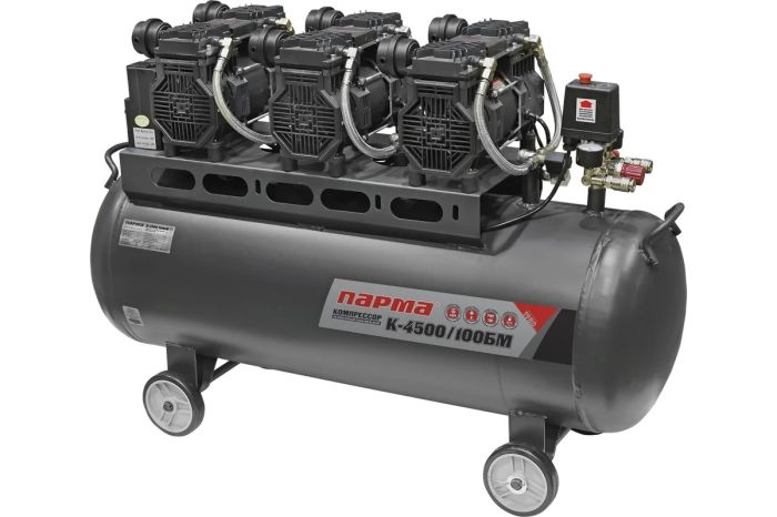 Поршневой компрессор Парма K-4500/100БМ, прямой привод, 711л/мин, 220В, безмасляный