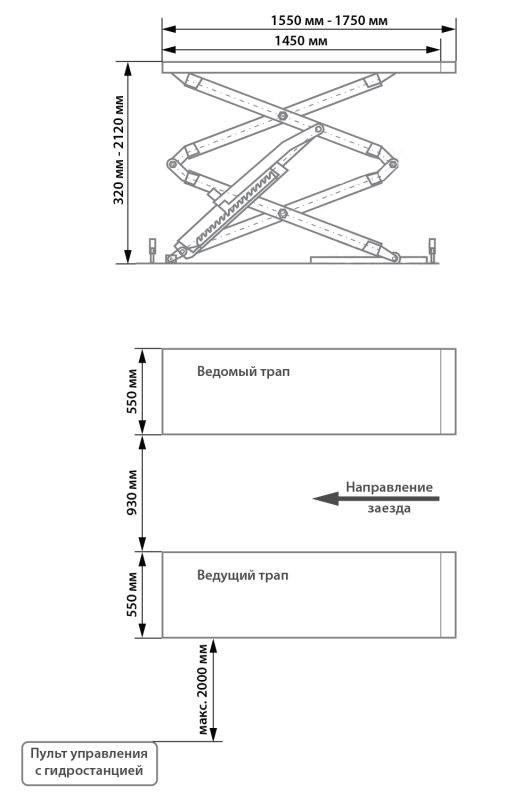 Подъемник автомобильный ножничный 3,5 тонны Launch TLT-635A, электрогидравлический, 380В