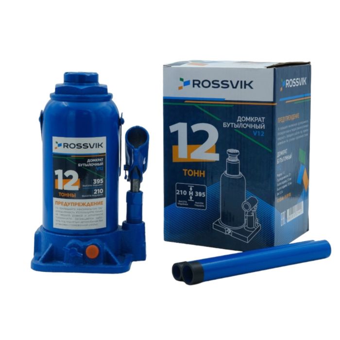 Домкрат бутылочный гидравлический 12 тонн Rossvik V12, автомобильный