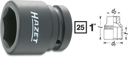 HAZET Головка 6-гранная ударная  1" 34мм 1100S-34