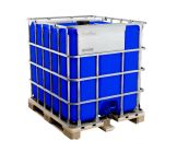 Еврокуб на деревянном поддоне синий, 1000л, в обрешётке