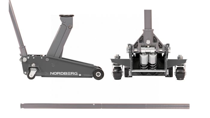 Домкрат подкатной гидравлический 3 тонны Nordberg N32030G серый, автомобильный