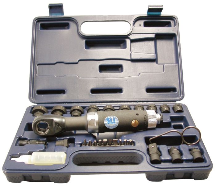 Пневмотрещотка ударная Sumake ST-5510K, 54Нм, 1/2", 3/8", 1/4", с набором головок