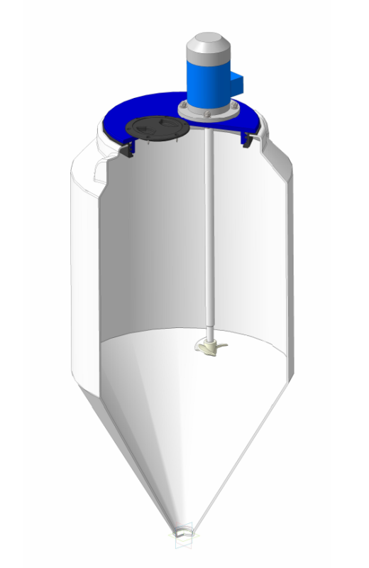 Емкость конусообразная ЭкоПром ФМ 120, в обрешетке, с турбинной мешалкой, 120 литров