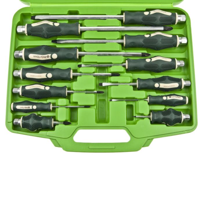 Набор отверток силовых ударных ROCKFORCE RF-21310, 12 предметов в кейсе