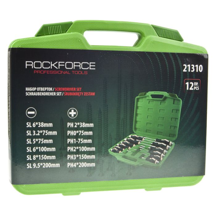 Набор отверток силовых ударных ROCKFORCE RF-21310, 12 предметов в кейсе