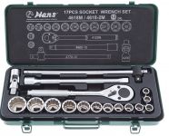 Набор торцевых головок с трещоткой Hans 4618-2M, 1/2", 10-32мм, 17 предметов