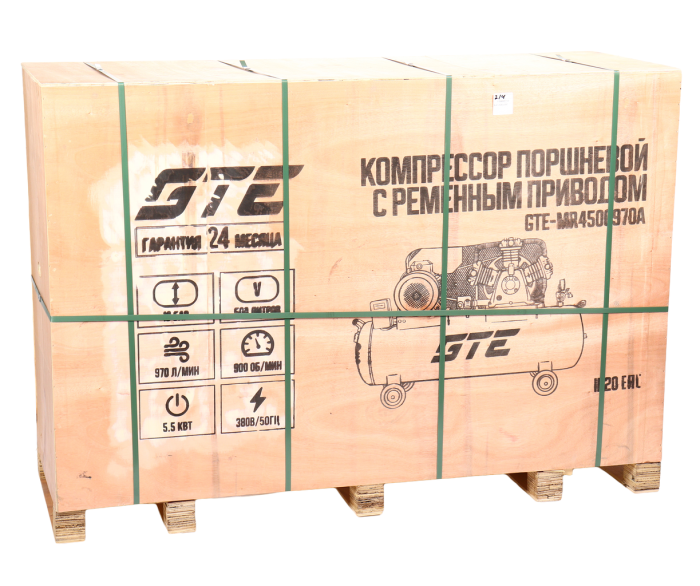 Поршневой компрессор GTE GTE-MR4500970A, ременной, 970л/мин, 500л, 380В