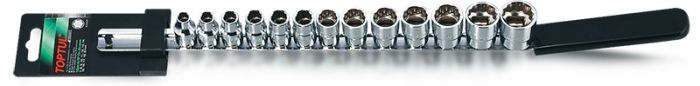 Набор головок 3/8" 12-гранных 7-21 мм, 13 предметов, на планке TOPTUL GAAQ1312