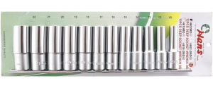 Набор торцевых головок длинных Hex Hans 4602MD, 1/2", 10-22мм, 12 предметов