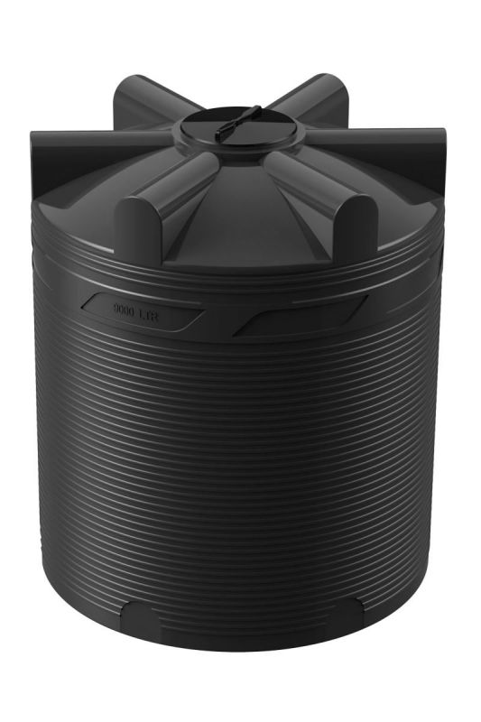 Емкость цилиндрическая Polimer-Group V 9000, 9000 литров, черная