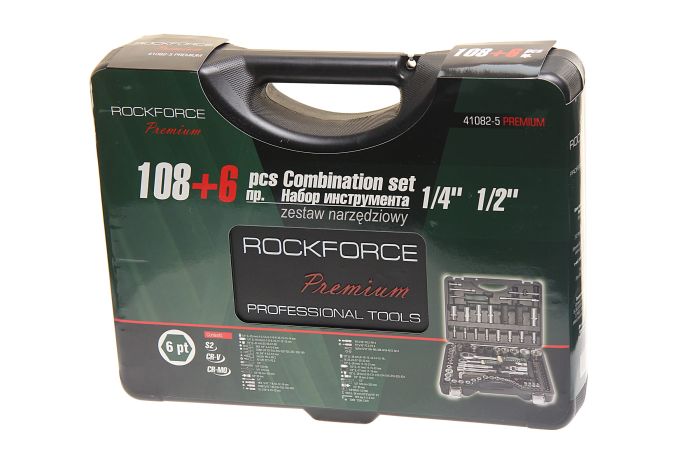 Набор инструментов в кейсе Rock Force RF-41082-5-PREMIUM, 108 предметов, с трещоткой, 1/4", 1/2"
