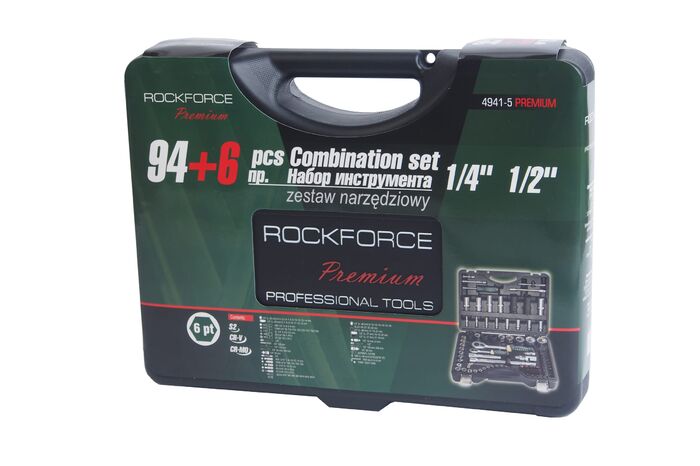 Набор инструментов в кейсе Rock Force RF-4941-5-PREMIUM, 94 предметов, с трещоткой, 1/4", 1/2"